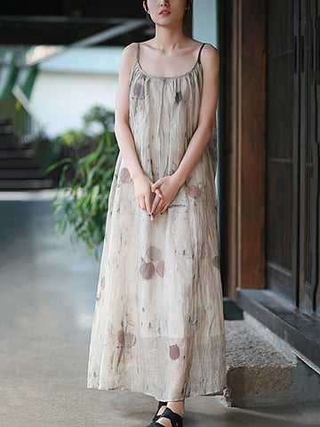 Vest Summer O-Neck Women Artsy Dress Dyeing FashionChic