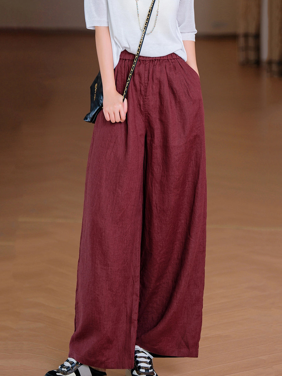 Pants Pure Straight Women 100%Linen Summer Color FashionChic