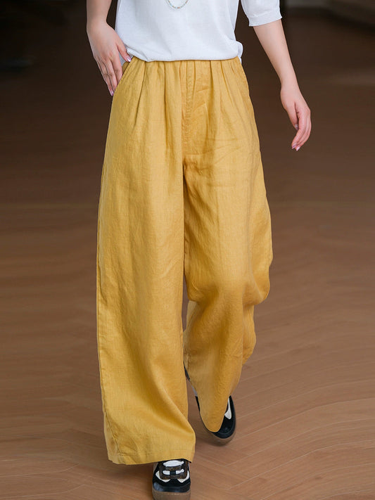 Pants Pure Straight Women 100%Linen Summer Color FashionChic