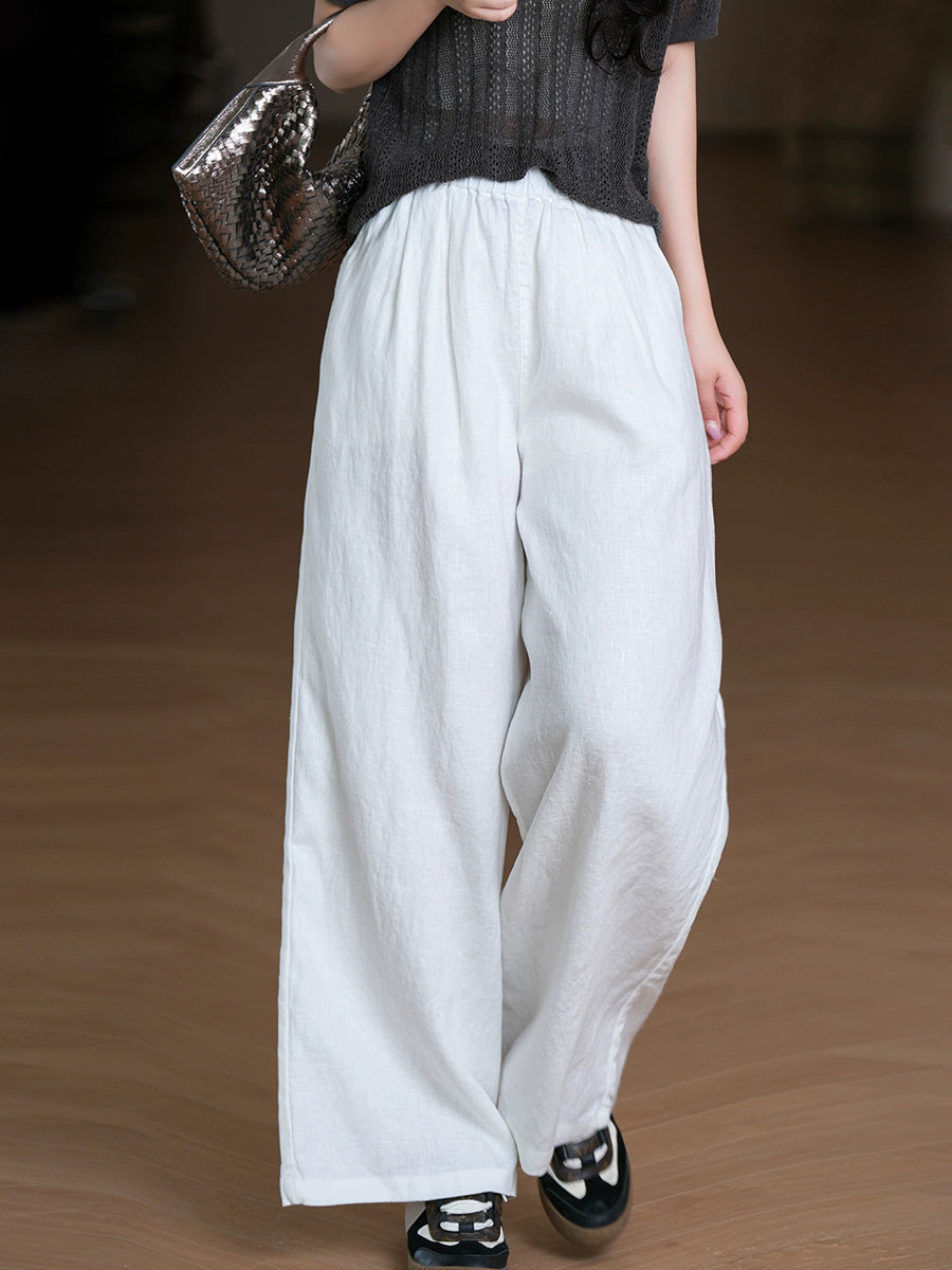 Pants Pure Straight Women 100%Linen Summer Color FashionChic