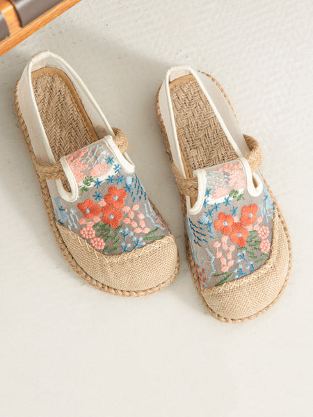 Shoes Ethnic Flower Women Linen Embroidery Summer FashionChic