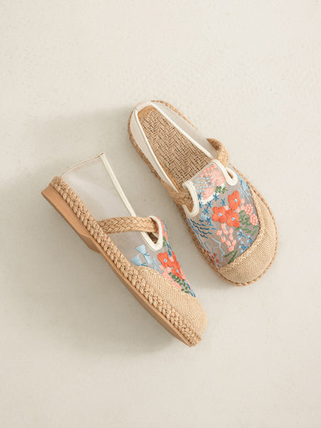 Shoes Ethnic Flower Women Linen Embroidery Summer FashionChic