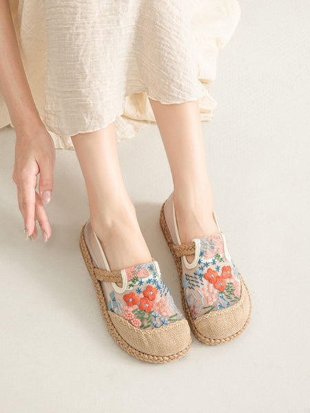 Shoes Ethnic Flower Women Linen Embroidery Summer FashionChic