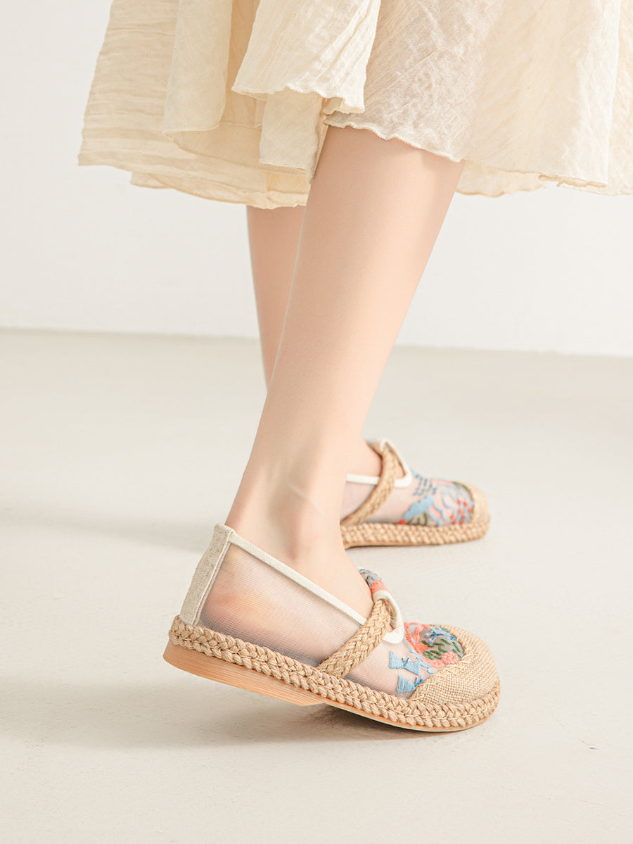Shoes Ethnic Flower Women Linen Embroidery Summer FashionChic