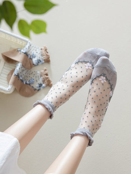 Flower Pairs Jacquard Artsy Lace Socks Women 3 FashionChic