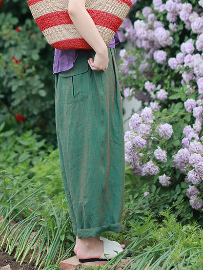 Summer Pants 100%Linen Women Wide-leg Color Pure FashionChic
