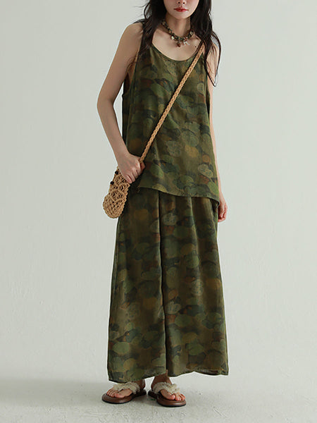 Skirt Summer Lotus Women Leaf Retro Spliced 100%Cotton FashionChic