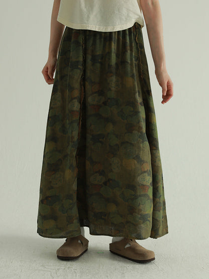 Skirt Summer Lotus Women Leaf Retro Spliced 100%Cotton FashionChic