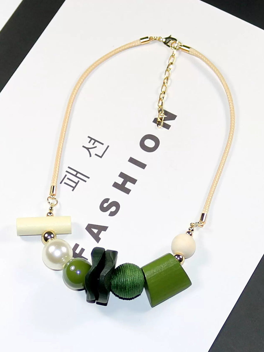 Wooden Pandent Women Geometric Artsy Necklace FashionChic