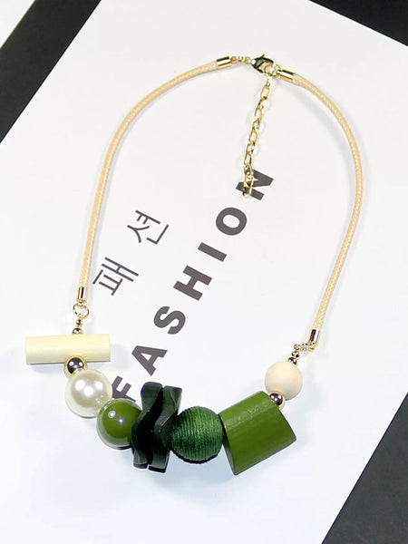 Wooden Pandent Women Geometric Artsy Necklace FashionChic