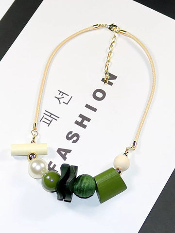 Wooden Pandent Women Geometric Artsy Necklace FashionChic