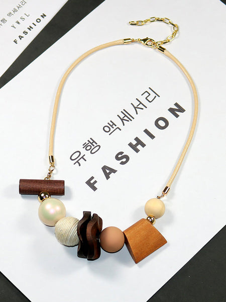 Wooden Pandent Women Geometric Artsy Necklace FashionChic