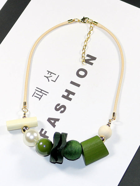 Wooden Pandent Women Geometric Artsy Necklace FashionChic