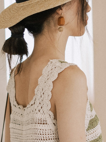 Ball Straw Women Wooden Earrings Weave Bohemia FashionChic