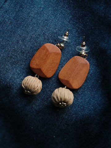 Ball Straw Women Wooden Earrings Weave Bohemia FashionChic