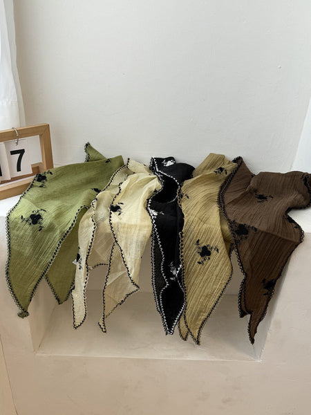 Women Embroidery Triangle Artsy Scarf Flower FashionChic