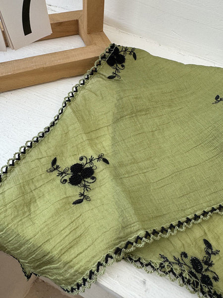 Women Embroidery Triangle Artsy Scarf Flower FashionChic