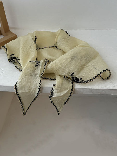 Women Embroidery Triangle Artsy Scarf Flower FashionChic