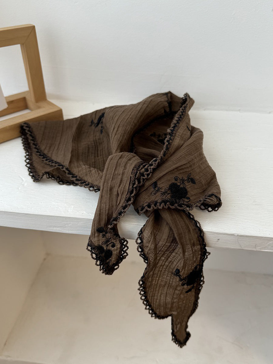 Women Embroidery Triangle Artsy Scarf Flower FashionChic