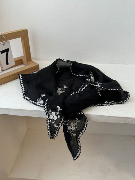 Women Embroidery Triangle Artsy Scarf Flower FashionChic