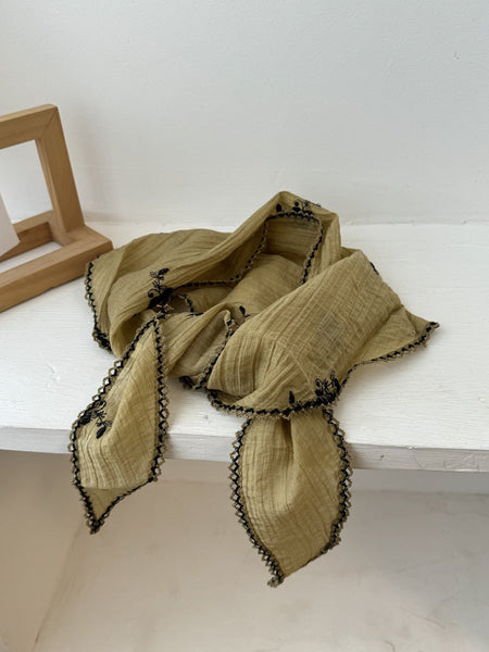 Women Embroidery Triangle Artsy Scarf Flower FashionChic