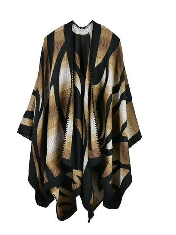 Vintage Autumn Shawl Gradient Color Women Stripe FashionChic