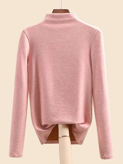 Autumn Half-Turtleneck Blouse Casual Women Warm Base FashionChic