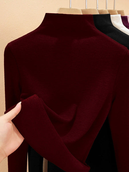 Autumn Half-Turtleneck Blouse Casual Women Warm Base FashionChic