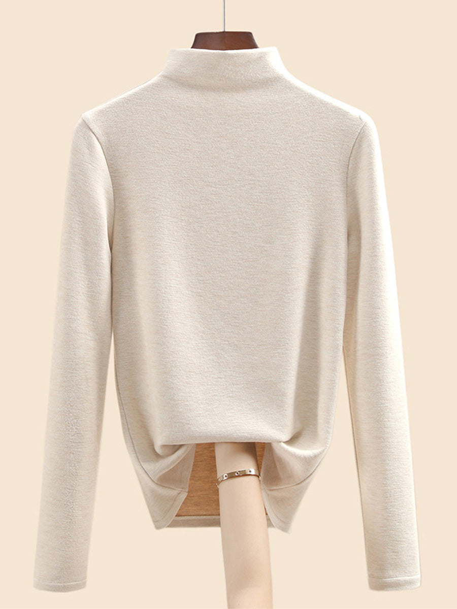 Autumn Half-Turtleneck Blouse Casual Women Warm Base FashionChic