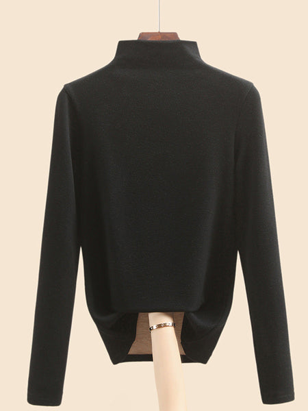 Autumn Half-Turtleneck Blouse Casual Women Warm Base FashionChic
