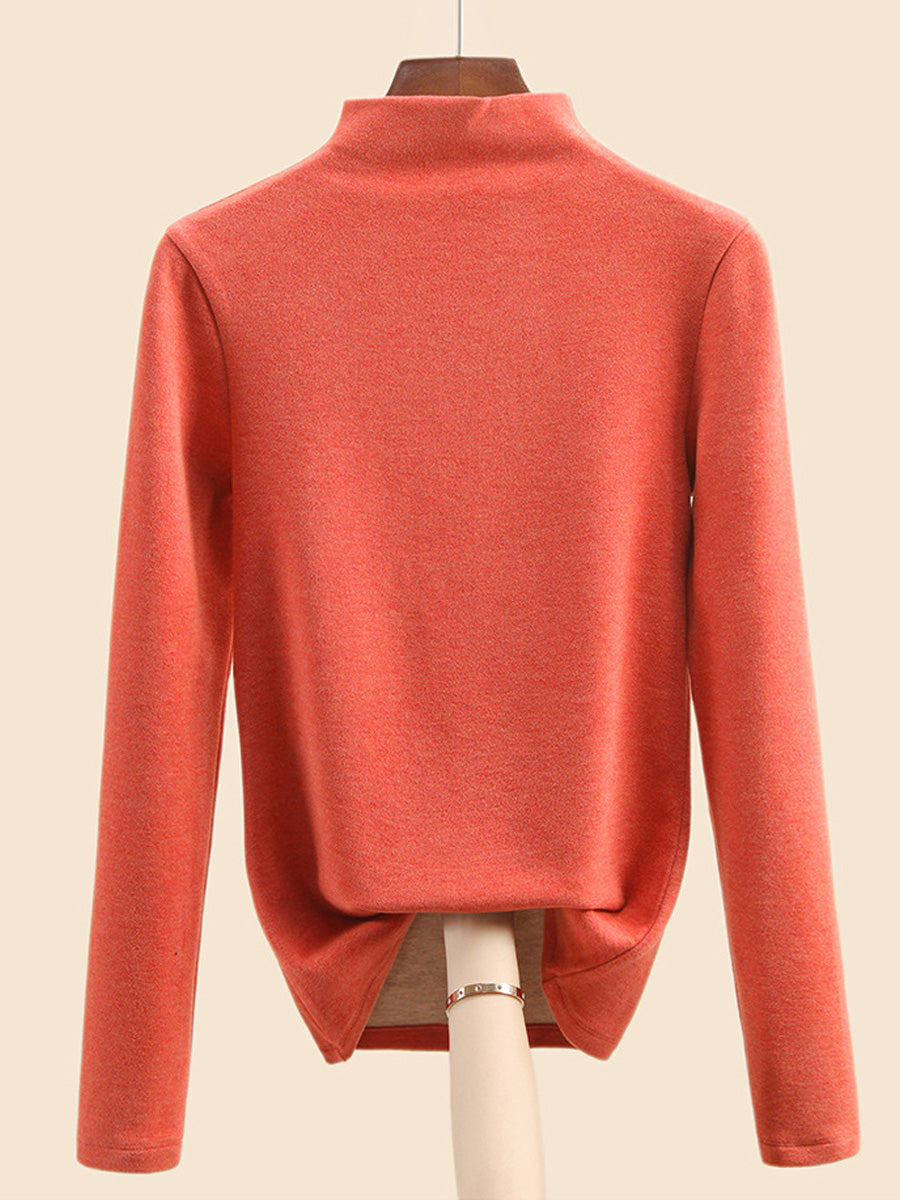 Autumn Half-Turtleneck Blouse Casual Women Warm Base FashionChic