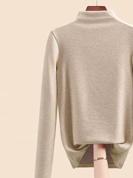 Autumn Half-Turtleneck Blouse Casual Women Warm Base FashionChic