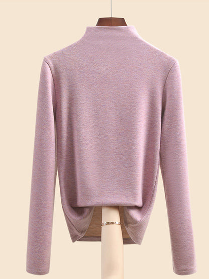 Autumn Half-Turtleneck Blouse Casual Women Warm Base FashionChic