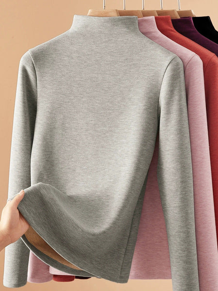 Autumn Half-Turtleneck Blouse Casual Women Warm Base FashionChic