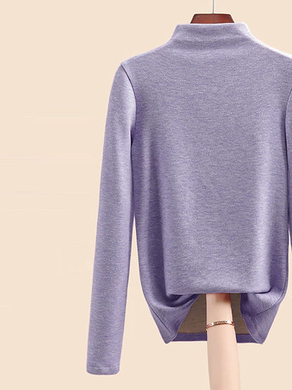 Autumn Half-Turtleneck Blouse Casual Women Warm Base FashionChic