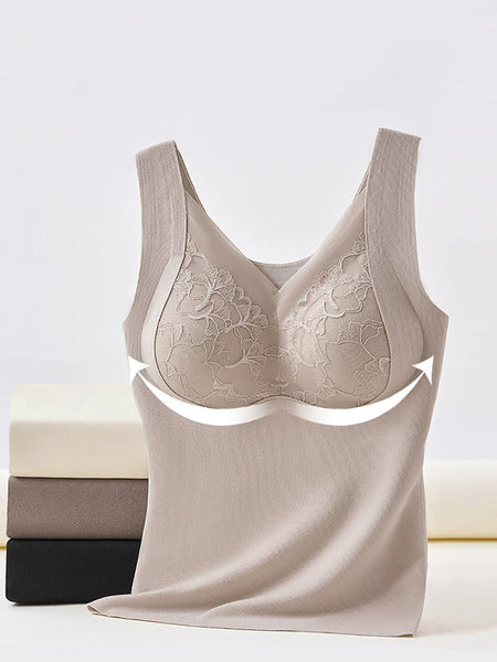 Lace Bottom Women Artsy Vest Autumn V-Neck Spliced FashionChic