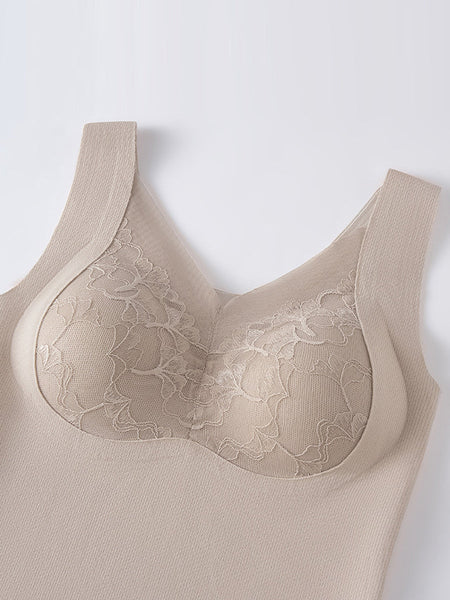 Lace Bottom Women Artsy Vest Autumn V-Neck Spliced FashionChic