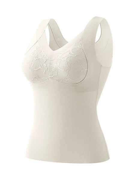 Lace Bottom Women Artsy Vest Autumn V-Neck Spliced FashionChic