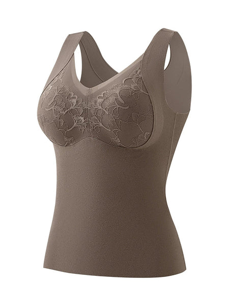 Lace Bottom Women Artsy Vest Autumn V-Neck Spliced FashionChic