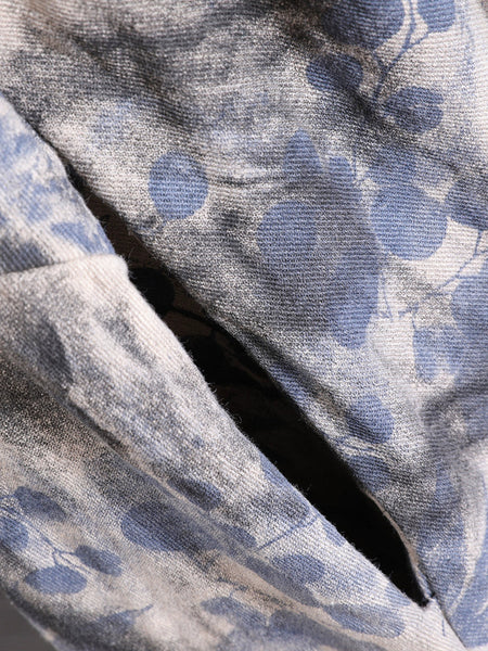 Dress 100%Cotton Women Autumn Print Collar Stand Retro FashionChic