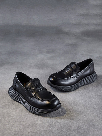 Platform Leather Shoes Women Genuine Vintage FashionChic