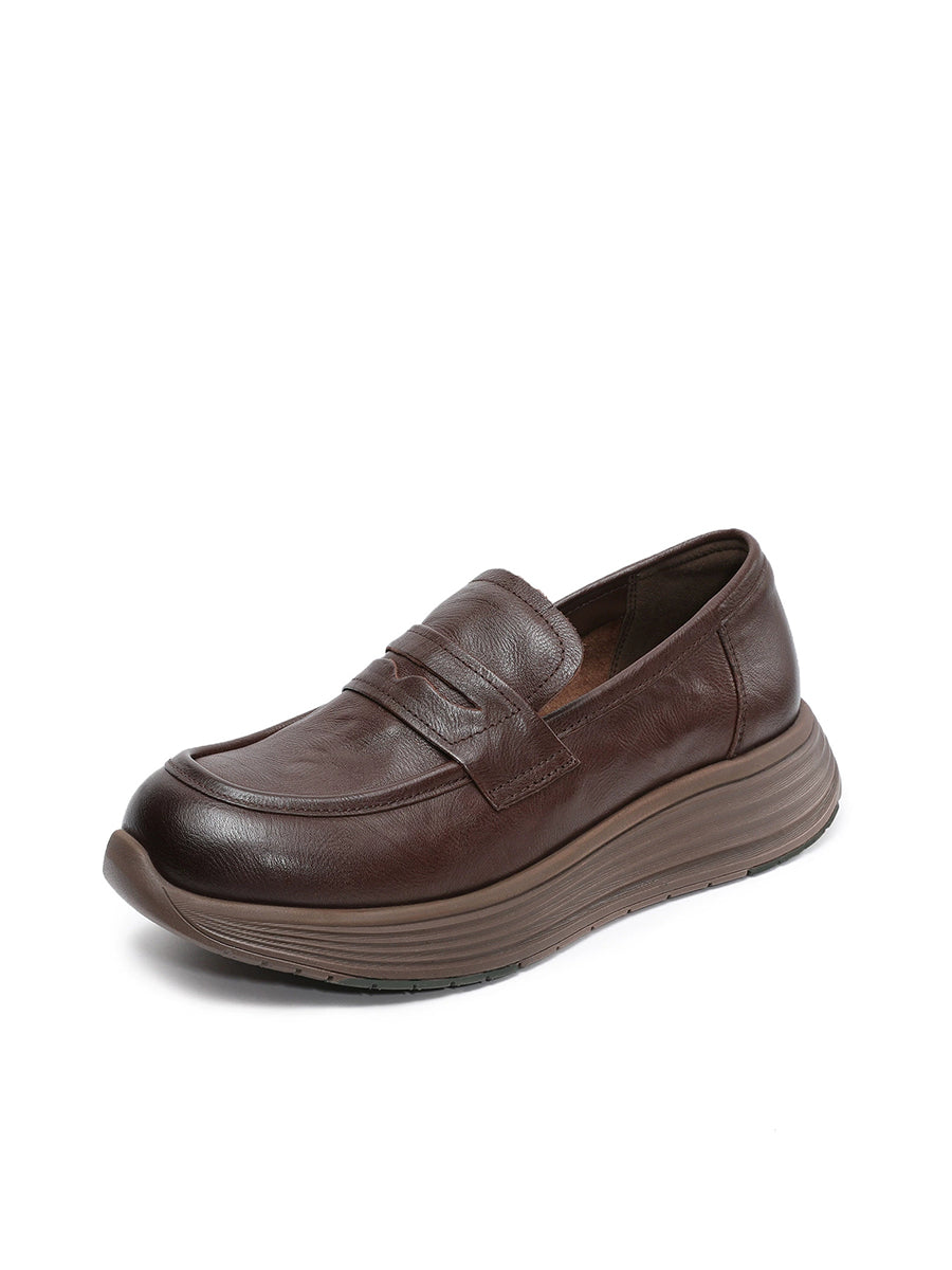 Platform Leather Shoes Women Genuine Vintage FashionChic