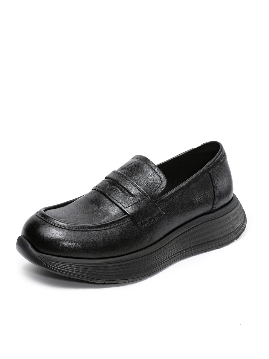 Platform Leather Shoes Women Genuine Vintage FashionChic