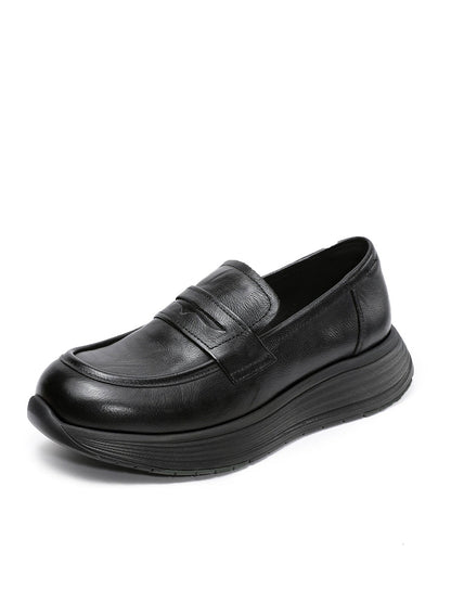 Platform Leather Shoes Women Genuine Vintage FashionChic