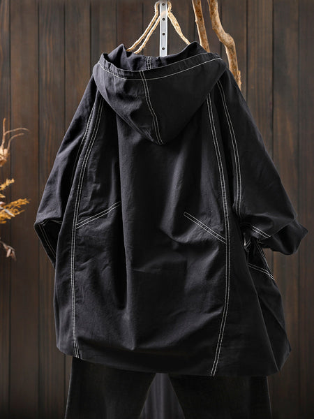 Jacket Windproof Hooded Autumn Women Spliced Casual FashionChic