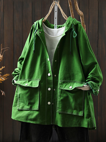 Jacket Windproof Hooded Autumn Women Spliced Casual FashionChic