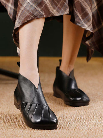 Spliced Shoes Leather Women Soft Autumn FashionChic