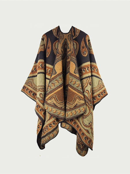 Warm Shawl Autumn Women Ethnic Print FashionChic