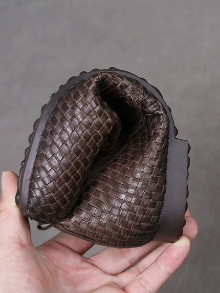 Women Weave Autumn Shoes Leather Vintage Genuine FashionChic