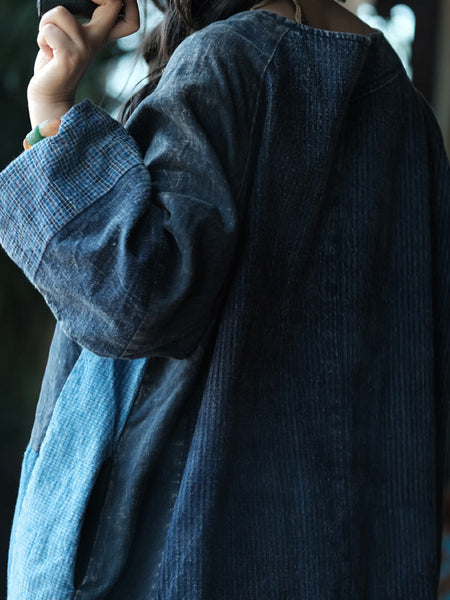 Retro Patchwork O-Neck Dress Women Cotton Autumn FashionChic